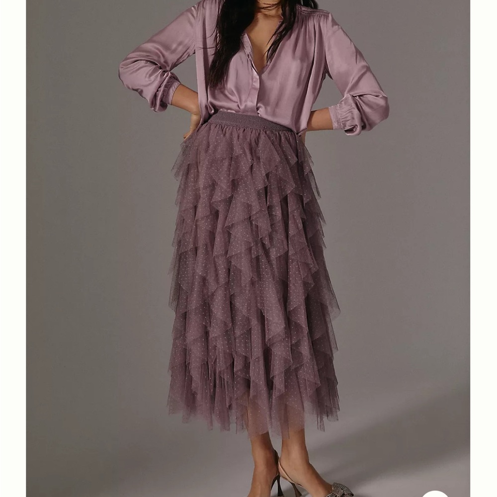 Anthropologie Ruffled Tule Skirt